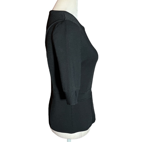 A.L.C. BLACK OPEN BACK SHORT SLEEVE PEPLUM SWEATER - Picture 3 of 6
